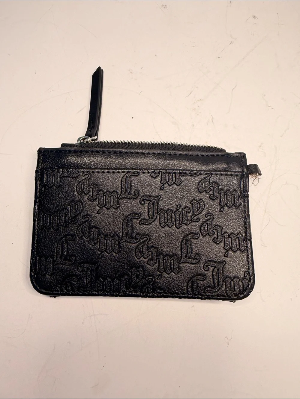 Juicy Couture Embossed Logo Card Holder Wallet with Heart Detail